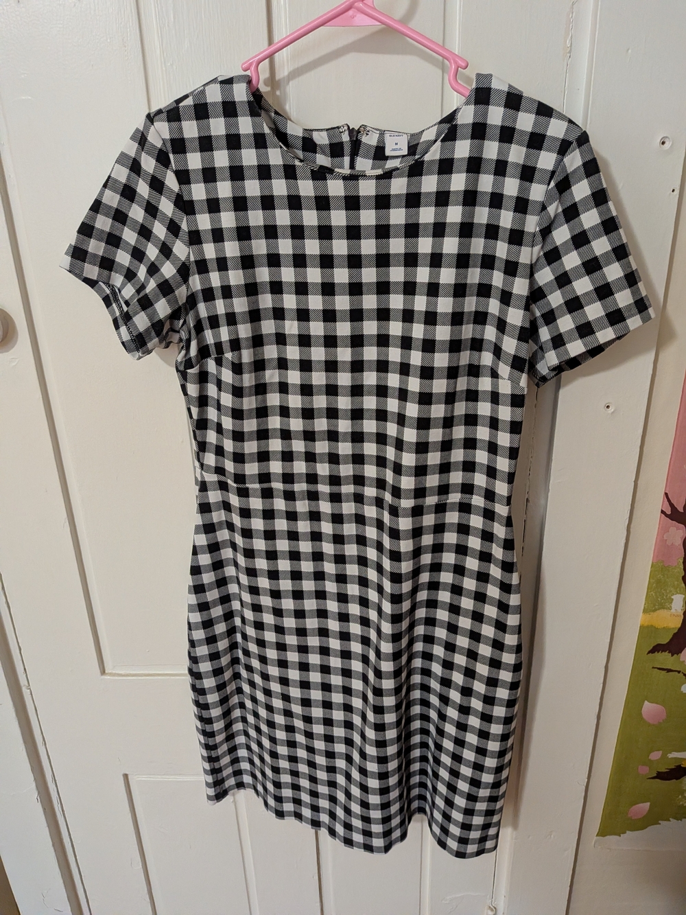 Old Navy Black and White Gingham Short Sleeve Dress